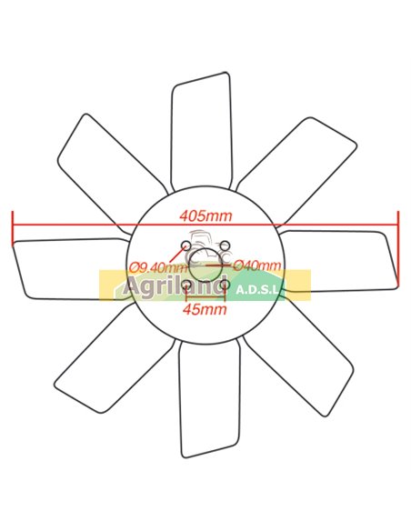 Pales de ventilateur Ø 406mm - 8 pales AT26373