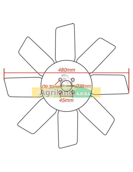Pales de ventilateur Ø 480mm - 8 pales AR26382 , RE41269