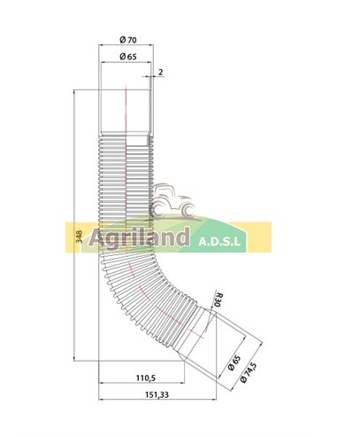 Tuyau d'échappement fexible 640AL155630 , AL155630