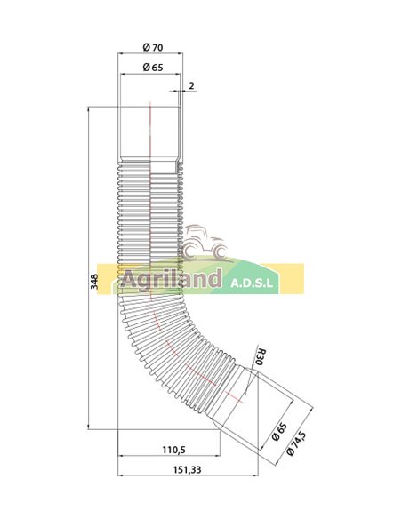 Tuyau d'échappement fexible 640AL155630 , AL155630 Tuyau d'échappement fexible 640AL155630 , AL155630
