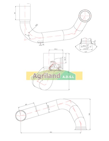 Tube d'échappement 640L110392 , L110392  Tube d'échappement 640L110392 , L110392
