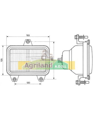 Optique phare avant gauche et droit 193x135mm 5155603