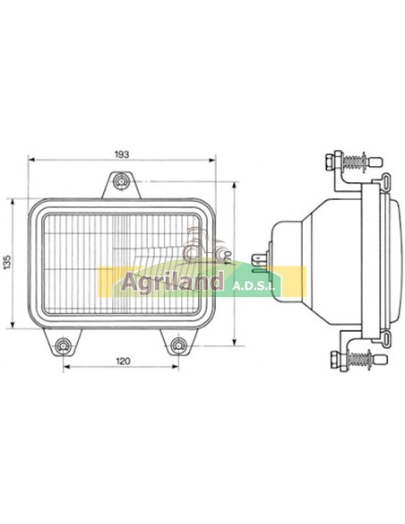 Optique phare avant gauche et droit 193x135mm 5155603