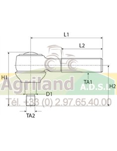 Rotule de verin 3141531R91, 87714429, 129259, H3141531R91, IH3141531, MC3141531R91 2