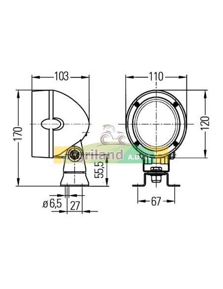 Phare de travail 12V H3 AL119291 , AL150478 