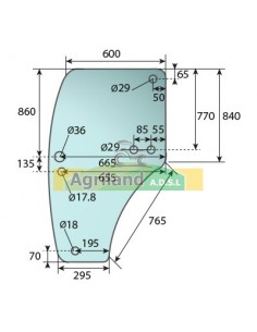 Vitre de porte gauche bombée et teintée R198624 , R198624N , R273148  2